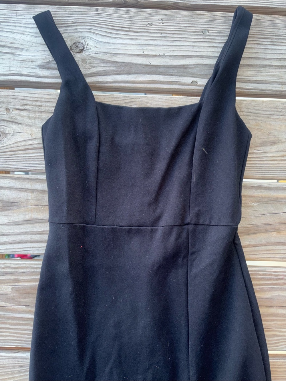 Lulus Black Slit Midi Cocktail Dress | Size Small | Square Neck Bodycon - Picture 2 of 4